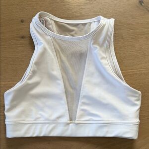 White Sleeveless Mesh Crop Top
